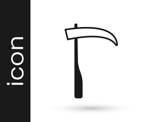 Black Scythe icon isolated on white background. Happy Halloween party. Vector