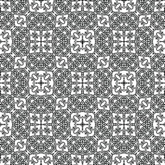  Geometric vector pattern with triangular elements. Seamless abstract ornament for wallpapers and backgrounds. Black and white colors. 