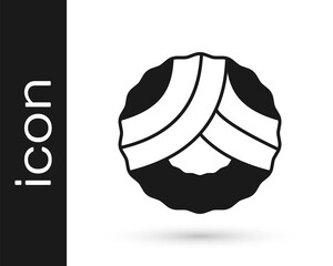 Black Memorial wreath icon isolated on white background. Funeral ceremony. Vector