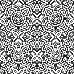  Geometric vector pattern with triangular elements. Seamless abstract ornament for wallpapers and backgrounds. Black and white colors. 