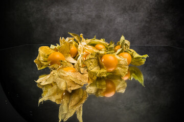 Physalis golden berries close-up shot - studio photography