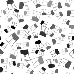 Obraz premium Black Laboratory glassware or beaker icon isolated seamless pattern on white background. Vector