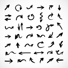 Vector set of hand-drawn arrows, elements for presentation