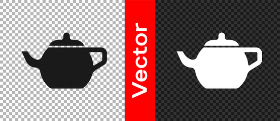 Black Traditional Chinese tea ceremony icon isolated on transparent background. Teapot with cup. Vector