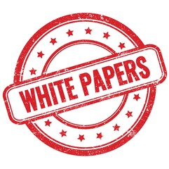 WHITE PAPERS text on red grungy round rubber stamp.