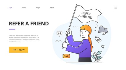 Refer a Friend concept for Online Marketing