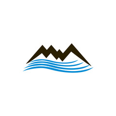 mountain and water logo template vector illustration.