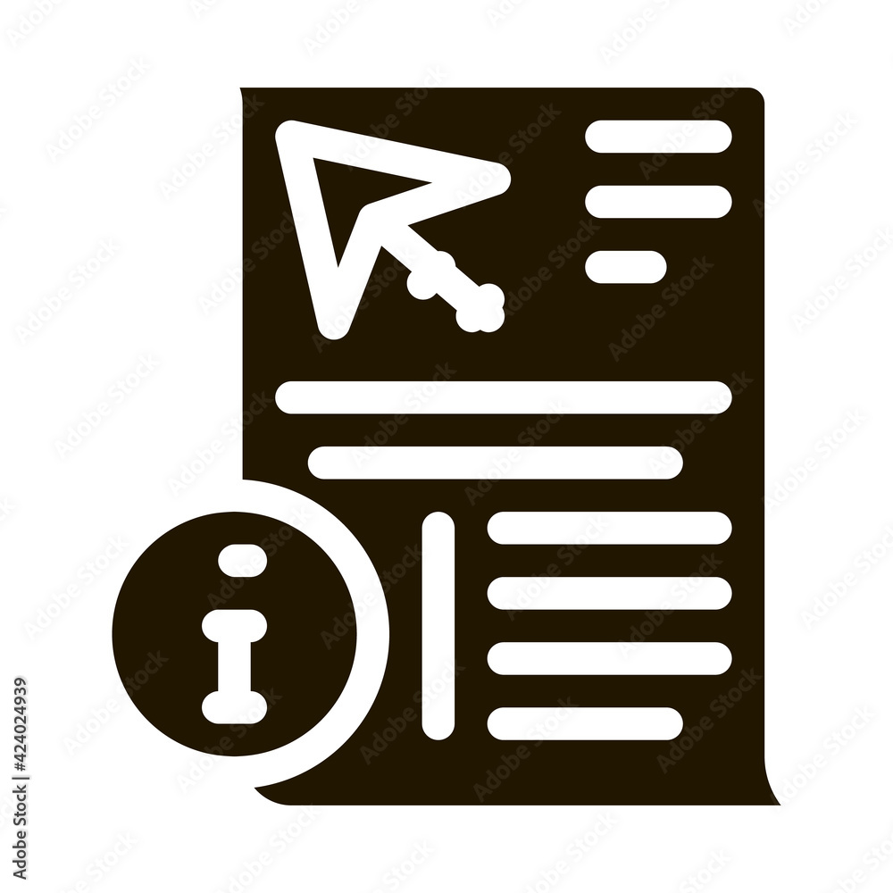 Sticker information sheet about kite glyph icon vector. information sheet about kite sign. isolated symbol illustration