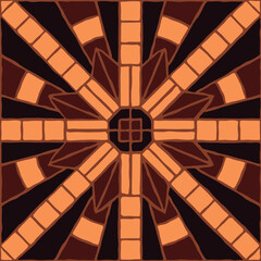 Brown vintage mosaic pattern. Seamless antique ceramic tile