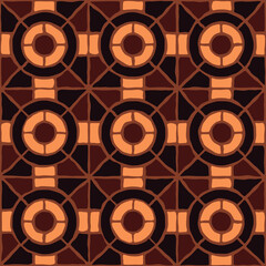 Brown vintage mosaic pattern. Seamless antique ceramic tile