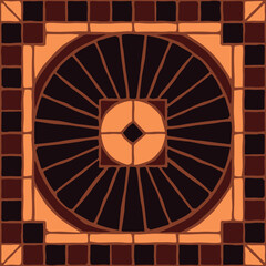 Brown vintage mosaic pattern. Seamless antique ceramic tile