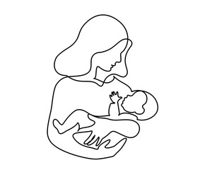 Happy Mother day card. Continuous one line drawing.