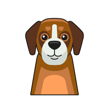 Cute Dog Face Icon. Cartoon Style on White Background Vector