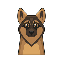 Cute Dog Face Icon. Cartoon Style on White Background Vector
