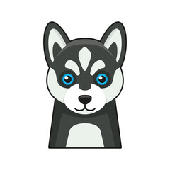 Cute Dog Face Icon. Cartoon Style on White Background Vector