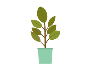 Office tree (flower) in a pot. Interior, home comfort. Vector icon.