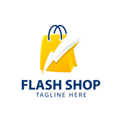 Flash Shopping Bag Premium Logo Vector