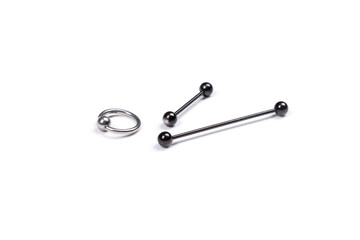 set for piercing on a white background,barbell to tongue