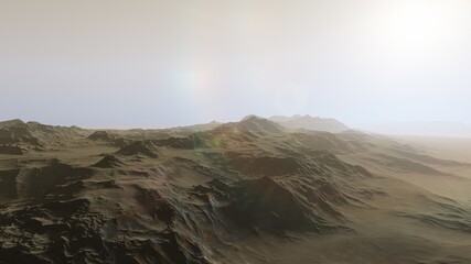 Fototapeta premium realistic surface of an alien planet, view from the surface of an exo-planet