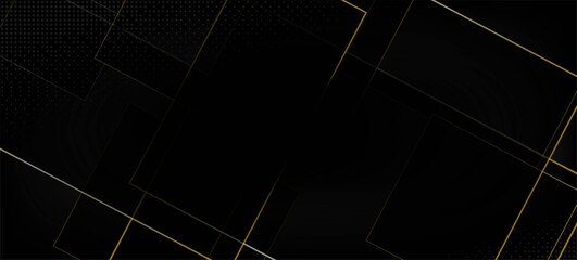 Black Business Paper with Gold Lines. Christmas New Year Squares