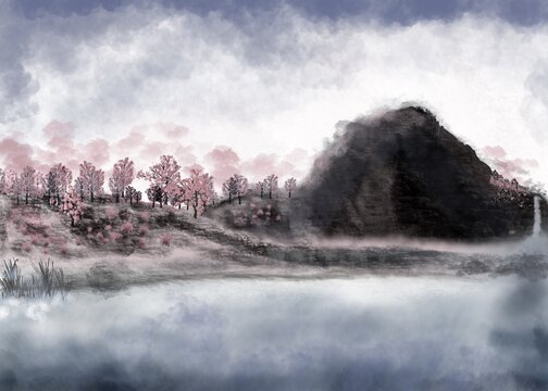 misty morning in the mountains