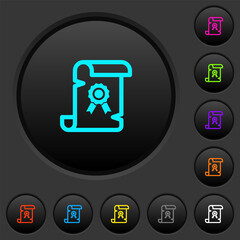 Old certificate dark push buttons with color icons