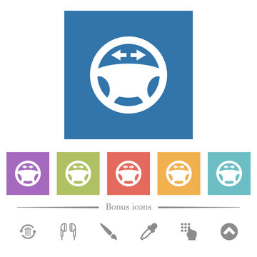 Car Turn Signal Dashboard Light Flat White Icons In Square Backgrounds