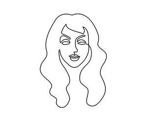 Abstract beautiful woman face on white background.