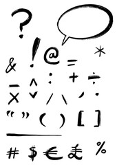 Set of hand drawn punctuation, speech bubble