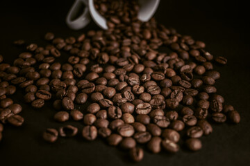 coffee beans on a black background