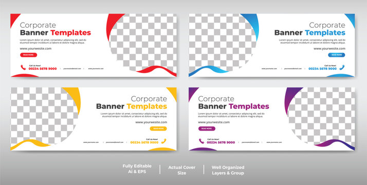 Corporate social media cover templates, facebook cover, website banner, header