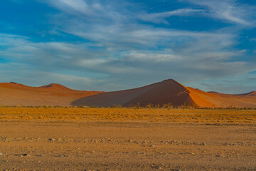 Fototapeta na wymiar Dunes of Namib Desert at Sossusvlei in the morning time, Namibia.