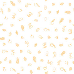 Seamless outline pattern with fruit
