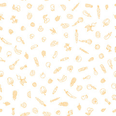 Seamless outline pattern with assorted food