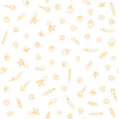 Seamless outline pattern with vegetables