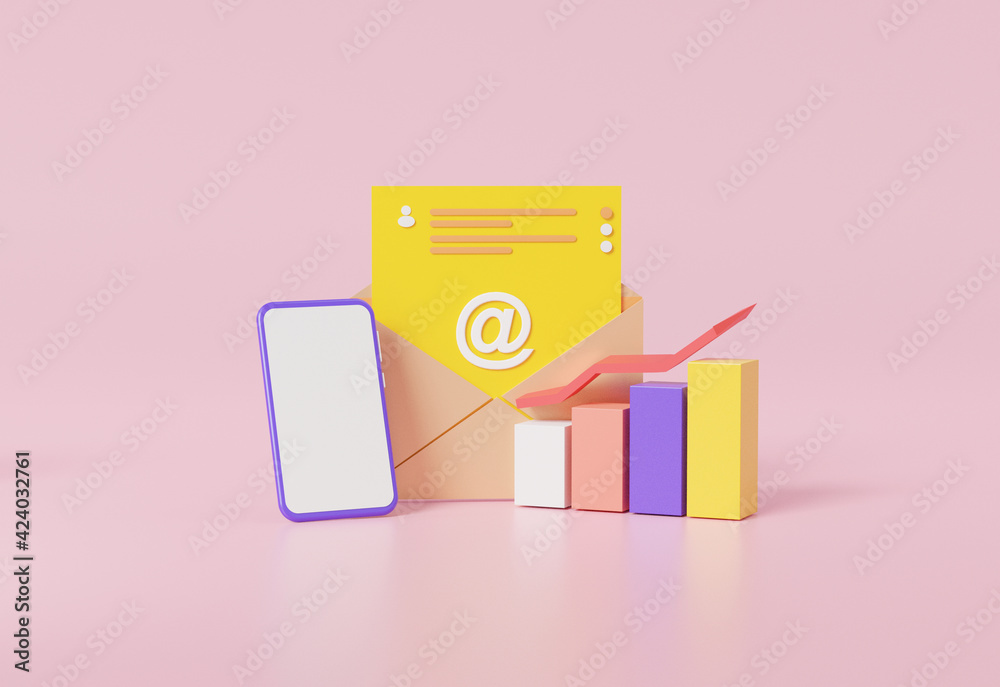 Poster digital document optimization web analytics email marketing development concept with through smartph