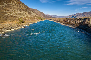 Naklejka premium Altai mountains in autumn. Katun river.