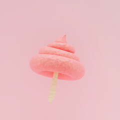 3D illustration, 3D rendering. Pink poop of fairy or unicorn