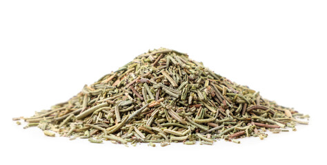 Heap of dry rosemary on a white background. Isolated