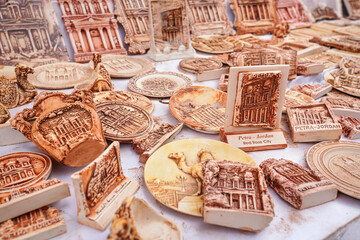 Various fridge magnets and souvenirs at Petra, Jordan