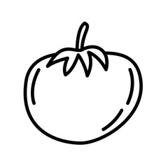 Vector line art tomato icon. Isolated vegetable contour for coloring. Simple food pictogram in cartoon style
