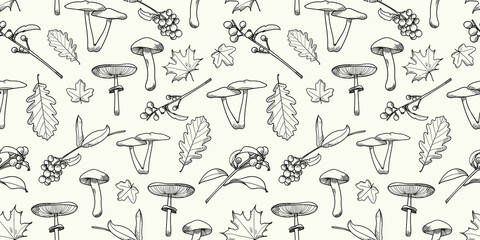 Botanical autumn seamless repeat pattern vector background