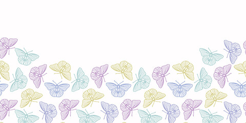 Butterfly horizontal repeat boarder, vector background