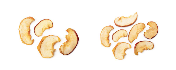 Dried sliced apples, fruit isolated on white background