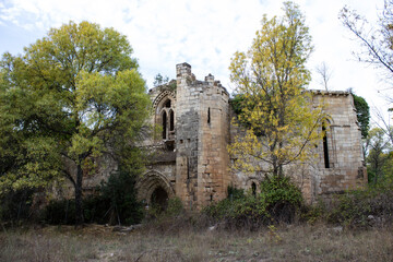 Fototapeta na wymiar General view of the Monastery of Bonaval, a rest of an ancient and ruined abbey in Guadalajara, Spain