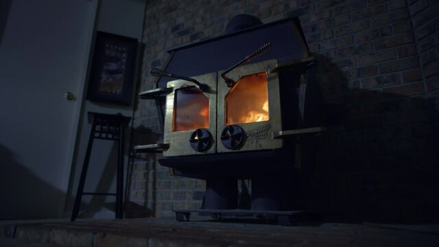 Close Up, Burning Furnace In Basement