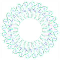 Seamless snowdrops pattern. Round frame of spring flowers. Cute objects on white background for your design. Floral nature. Perfect for Greeting card. EPS 8.