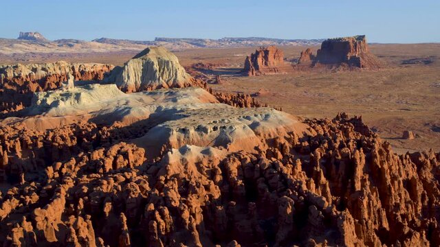 Geological formations in Goblin Valley, wide aerial