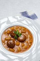 Homemade beans stew with sausage from above