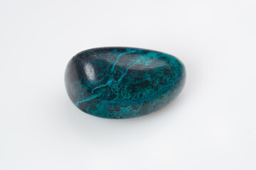 Natural chrysocolla stone on white background